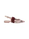 Pinko Gianira 30 Slingback Ballerinas In Leather And Mesh In Pink