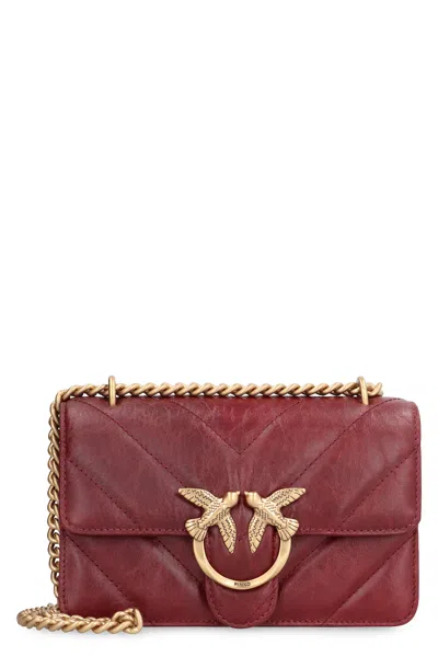 Pinko Women's Love Bag Leather Mini Crossbody Bag In Burgundy
