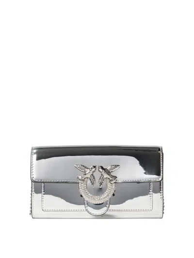 Pinko Women's "love One" Crossbody Wallet In Silver