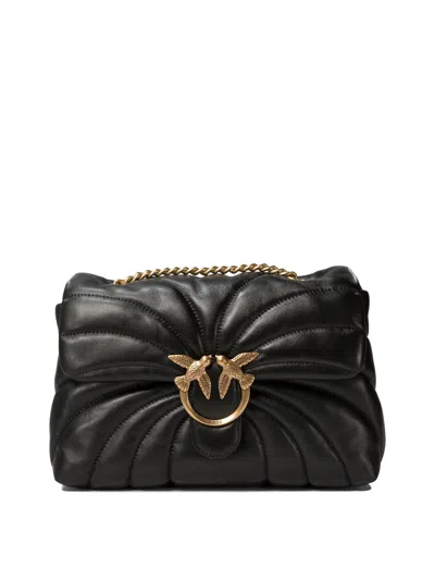 Pinko Love Puff Quilted Chain-linked Crossbody Bag In Black