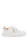 Pinko Logo-embroidered Leather Sneakers In White
