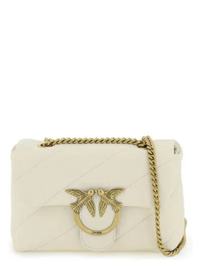 Pinko Women's Mini Love Puff Quilted Bag Silk Chain Shoulder In White