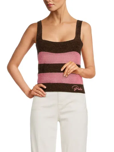 Pinko Women's Mormonismo Striped Knit Tank Top In Brown Multi