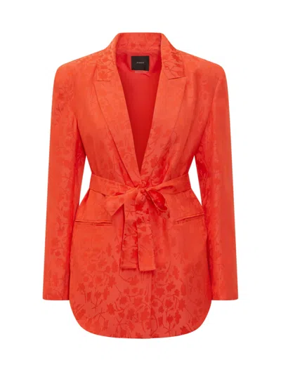 Pinko Orange Floral Notched Lapel Blazer