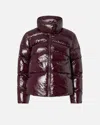 Pinko Padded Crystal Nylon Pea Coat In Red