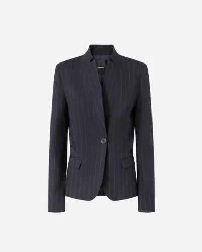 Pinko Tailored Pinstripe Blazer With Structured Shoulders In Black
