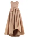 Pinko Strapless High-low Dress With Sweetheart Neckline In Brown