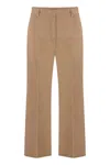 Pinko Protesilao Linen Blend Cropped Trousers In Camel