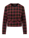Pinko Check-pattern Tweed Jacket In Red