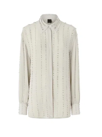 Pinko Women's Shirts  - Caitlin Fluid Embroidery Shirt - Grey In Gray