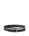 Pinko Ceinture En Cuir Effet Double De 4 Cm Avec Détail De Laçage In Black