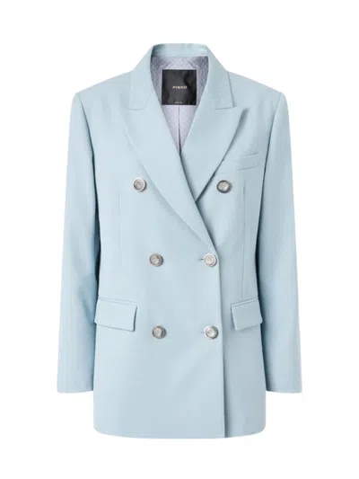 Pinko Blazer Double Breasted Notched Lapels Pockets In Blue