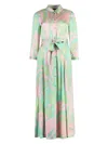 Pinko Abstract-pattern Print Belted-waist Dress In Multicolor