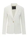 Pinko White Solid Notched Lapel Blazer In White