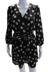 Pinko Womens 3/4 Sleeve V Neck Belted Floral Accidioso Dress Black White In Black