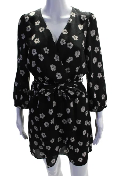 Pinko Womens 3/4 Sleeve V Neck Belted Floral Accidioso Dress Black White