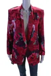 Pinko Womens Floral Collared Long Sleeve Button Up Blazer Jacket Pink In Pink