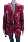 Pinko Womens Floral Collared Long Sleeve Button Up Blazer Jacket Pink In Multi