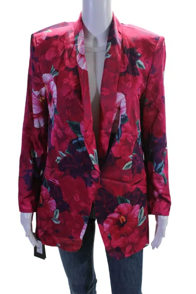 PINKO WOMENS FLORAL COLLARED LONG SLEEVE BUTTON UP BLAZER JACKET PINK