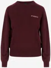 Pinko Wool And Cashmere Logo Sweater In Red