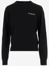 Pinko Wool And Cashmere Logo Sweater In Black