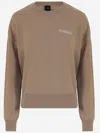 Pinko Crew Neck Knitwear Sweater With Logo Detail In Brown