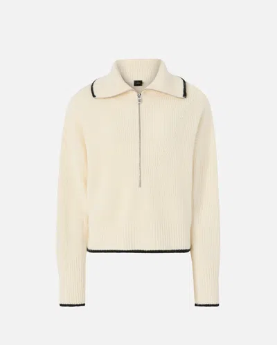 Pinko Wool And Cashmere Sweater With Zip In Neutral