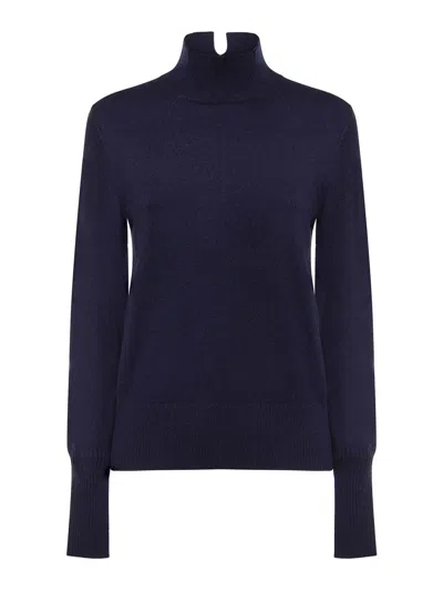 Pinko Wool And Cashmere Turtleneck Sweater In Blue