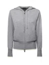 Pinko Cashmere-blend Sweater With Hood And Zip In Gray