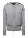 Pinko Wool And Cashmere Zip-up Cardigan In Gray