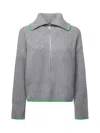 Pinko Wool And Cashmere Zip-up Sweater In Gray