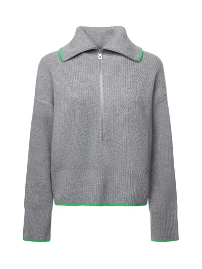 Pinko Wool And Cashmere Zip-up Sweater In Gray