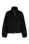 Pinko Short Double-faced Wool Coat With High Collar In Nero Limousine