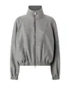 Pinko Wool-blend Bomber Jacket With Zip In Gray