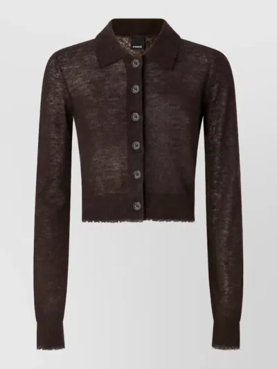 Pinko Wool Blend Cardigan In Brown