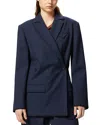 Pinko Wool Blend Double Breasted Jacket In Gloomy Blue