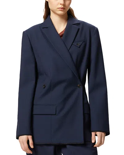 Pinko Wool Blend Double Breasted Jacket In Blue
