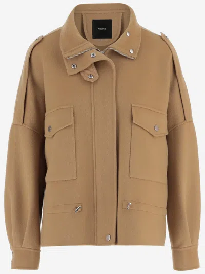 Pinko Wool Blend Jacket In Nude
