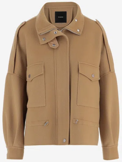 Pinko Wool Blend Jacket In Brown