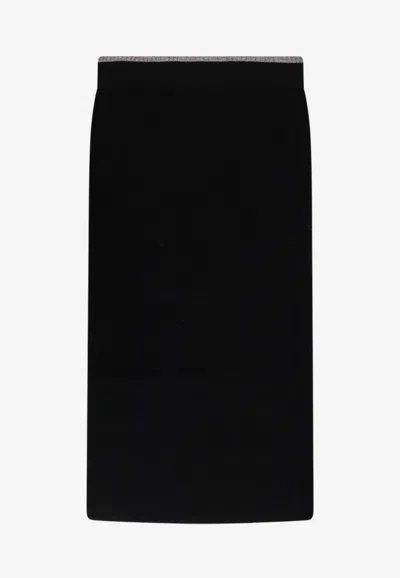 Pinko Wool-blend Midi Skirt In Black