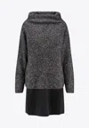 Pinko Bimaterial Dress With Wool Blend Sweater In Gray