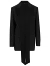 Pinko Wool Blend Single-breasted Jacket With Satin Collar In Black