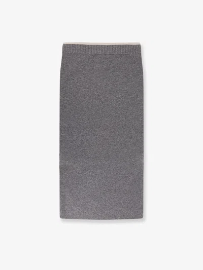 Pinko Ribbed Midi Skirt In Gray