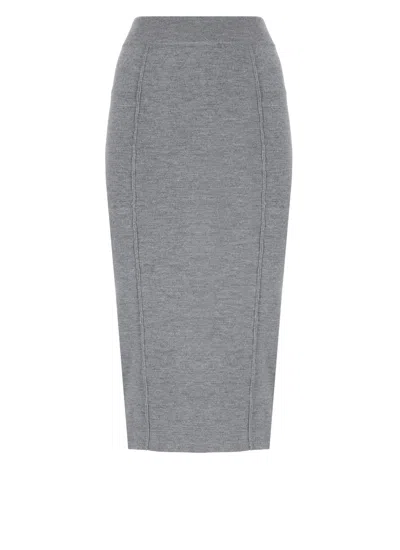 Pinko Wool Blend Skirt In Grey