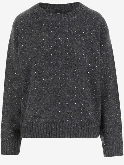 PINKO WOOL BLEND SWEATER WITH RHINESTONES