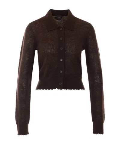 Pinko Wool Cardigan In Brown
