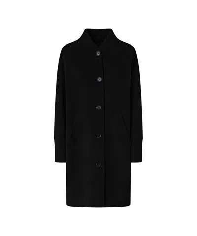 PINKO WOOL COAT WITH HIGH RIBBED COLLAR