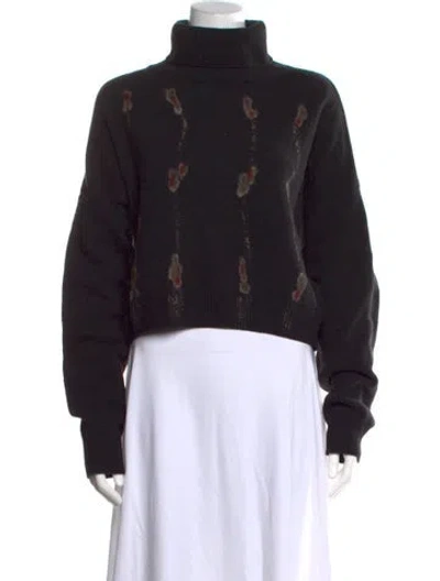 Pre-owned Pinko Wool Graphic Print Sweater In Black