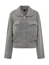 Pinko Wool Jacket With  Rhinestones In Gray