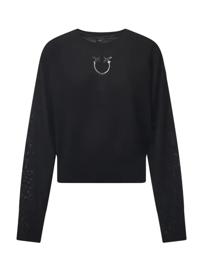 Pinko Wool Logo Sweater In Black